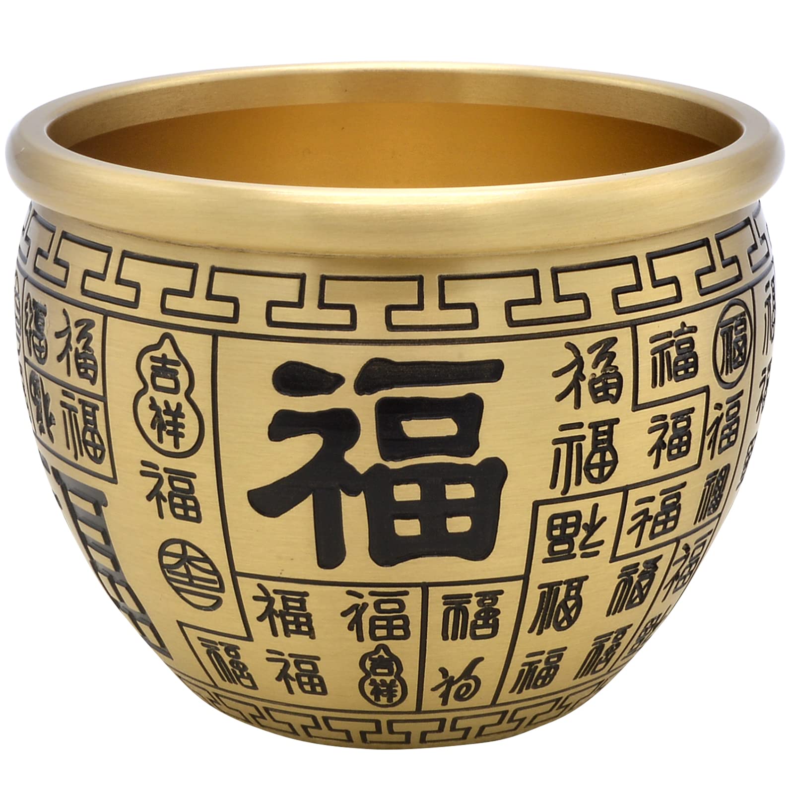 Tazón de oro chino Fu Bowl para decorar el salón y potenciar la abundancia económica