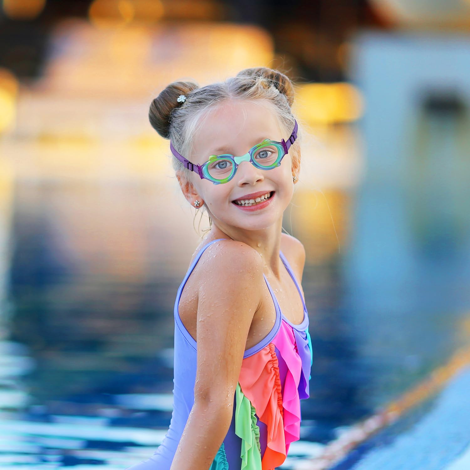Schwimmbrille für Kleinkinder, 3 / 4 / 5 Jahre, Kinderbrille, kein Ziehen an Haaren, Stoffband