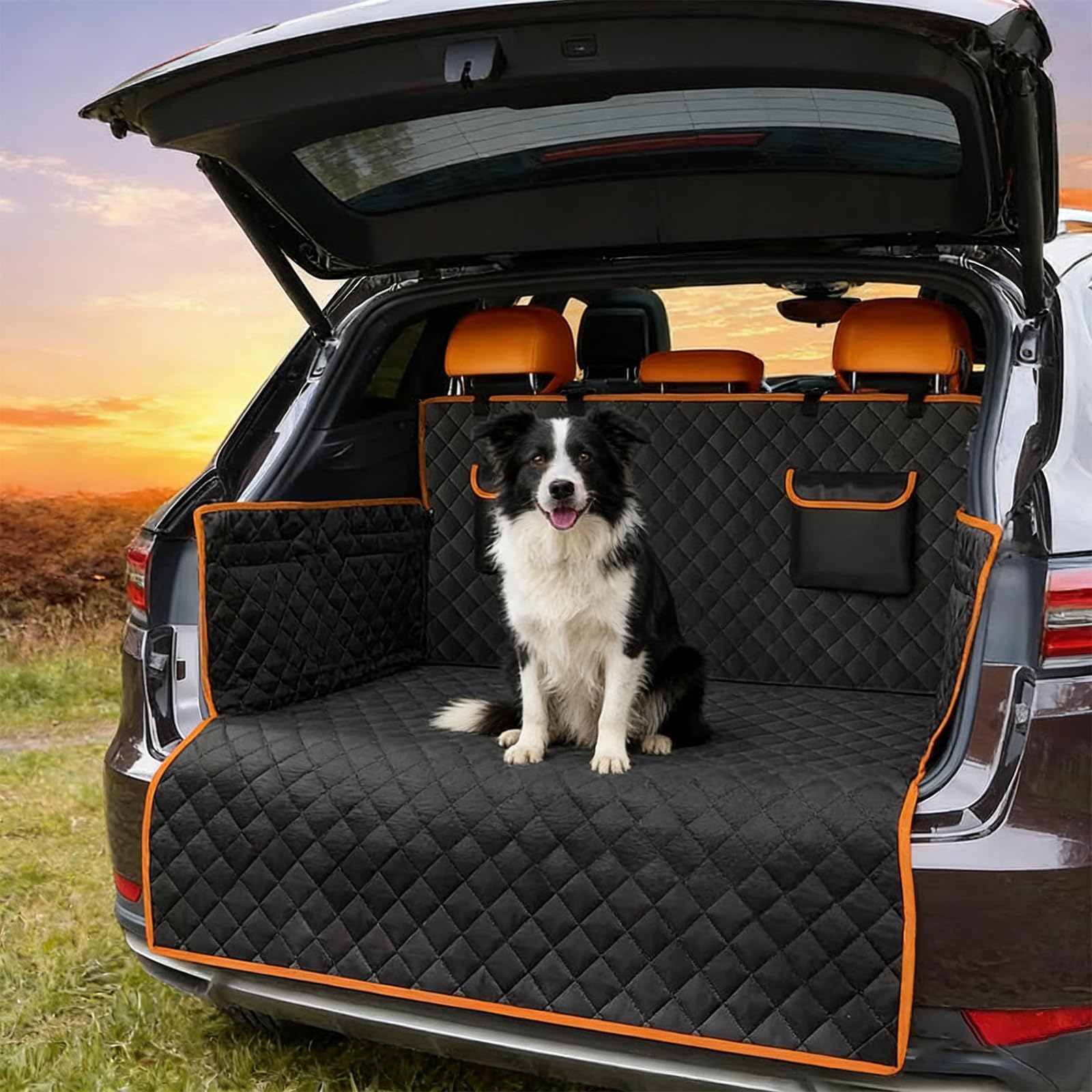 YOUNTHYE Car Boot Protector, 180x103 cm Waterproof Oxford Fabric Car Boot Liner for Dogs, Nonslip Easy to Clean, with Bumper Protection, for Car, Trucks, SUV
