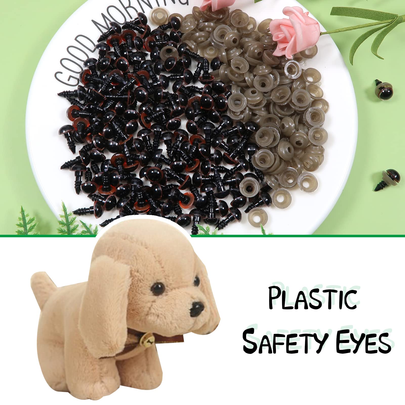 Toaob Lot De 150 Yeux De Sécurité En Plastique Avec Rondelles 6 Mm Noir