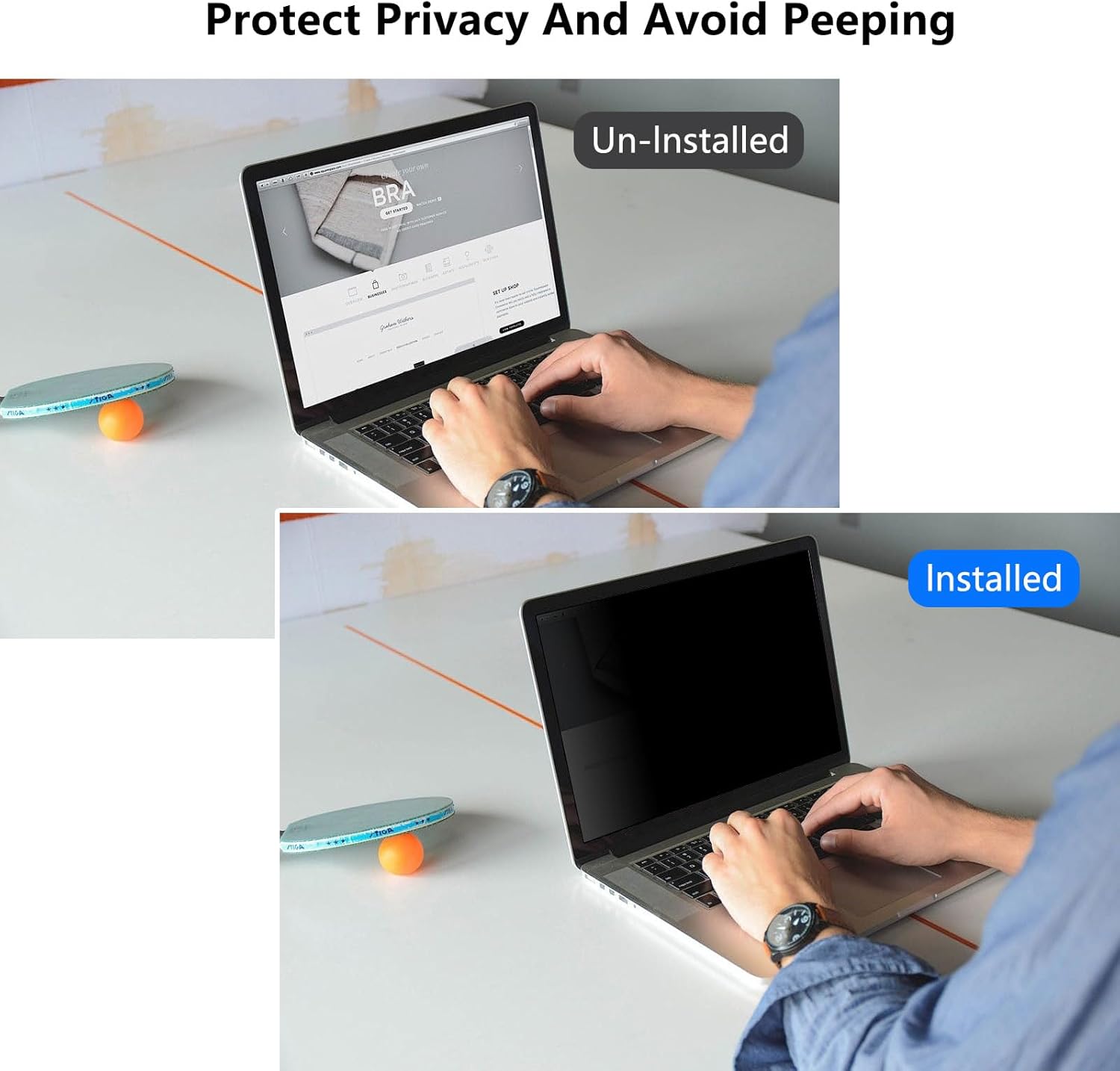 AIZYR Laptop Privacy Screen Blue Light Blocking Screen Filter, Removable Magnetic Anti-Scratch Anti-Peep Screen, Computer Anti Spy Black Protector,18.5 inch 410 * 231mm