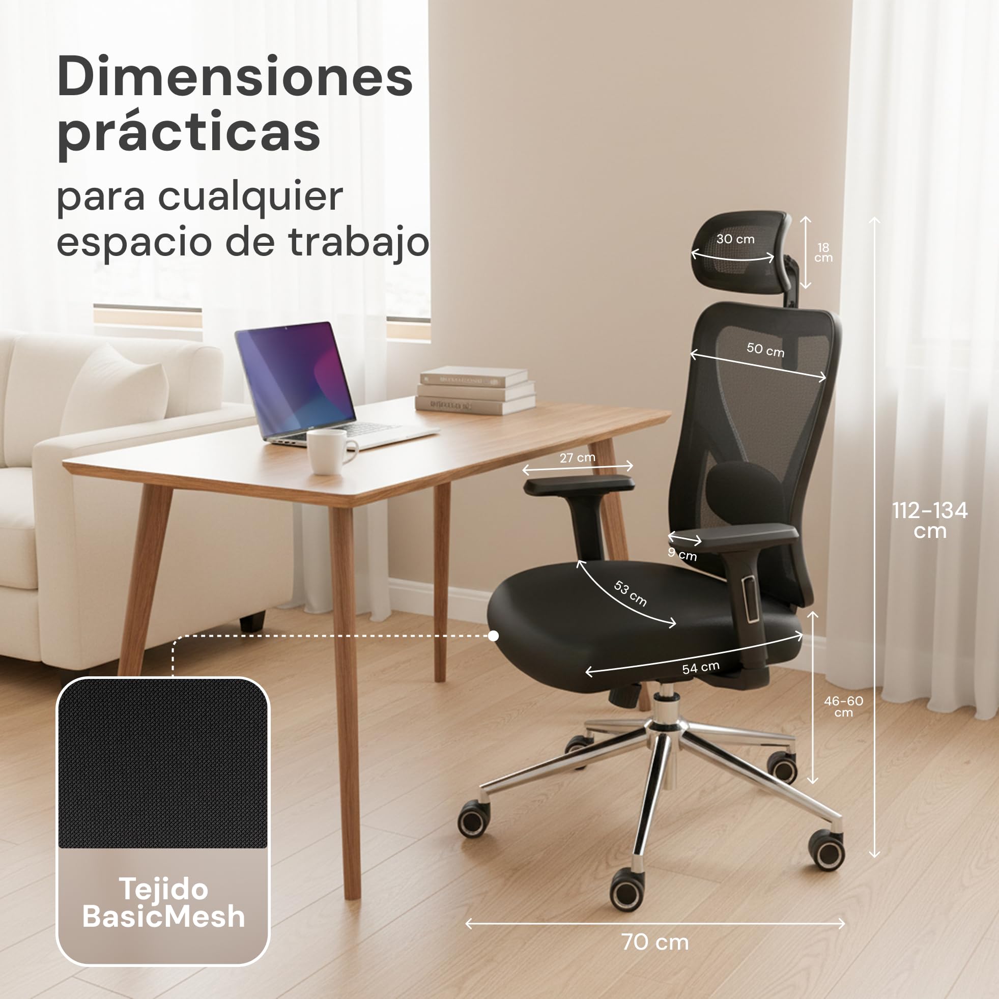 Alpha Silla Escritorio [Original] Silla giratoria sobre Ruedas | Silla ergonómica con 11 ajustes de Confort para hasta 150 kg | Silla Oficina para Trabajar Desde casa