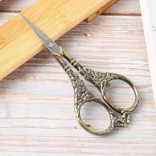 Miniatura 7 de Respicefinem European Retro Scissor Hand Made Stitch Craft Antique Needlework Tools Copper B01-003-00123 (Qinggu (B01-003-00124))