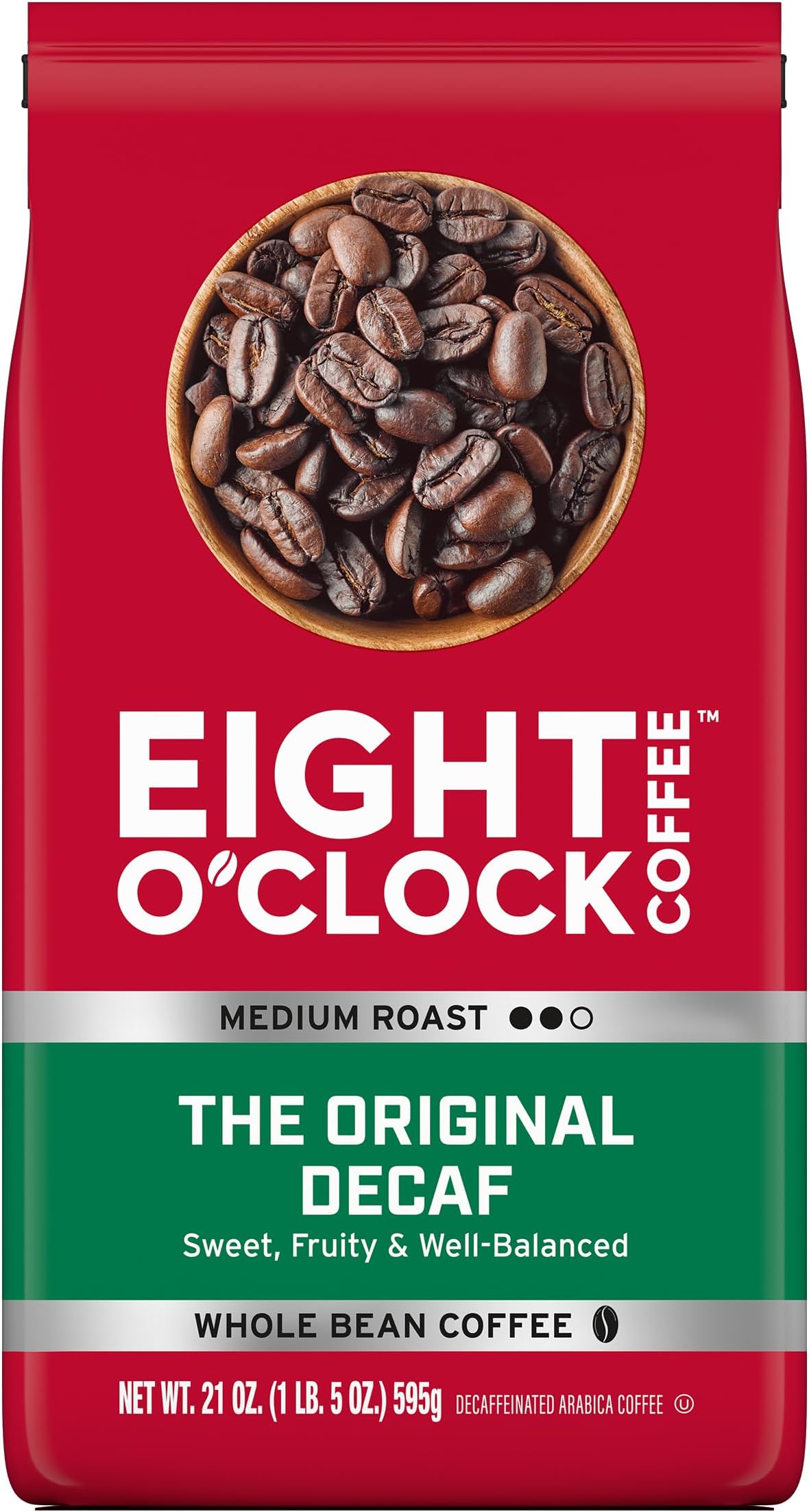 The Original Decaf, 21 Ounce (Pack of 1) Medium Roast Whole Bean Decaffeinated Coffee, 100% Arabica