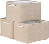 Vista 38 de Bidtakay Cestas de almacenamiento de tela con asas [paquete de 2] organizador de lona grande de 16 x 11.8 x 11.8 pulgadas, canastas altas plegables