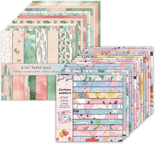 Miniatura 10 de 24 hojas de 12 diseños de álbumes de recortes, papel de manualidades de una sola cara de 6 x 6 pulgadas, papel de cartulina, álbumes de recortes de