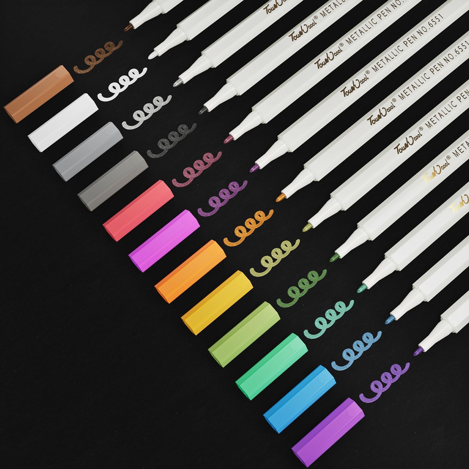 Hmeuest Metallic Pens, 12 Colors Metallic Marker Pens for Scrapbook