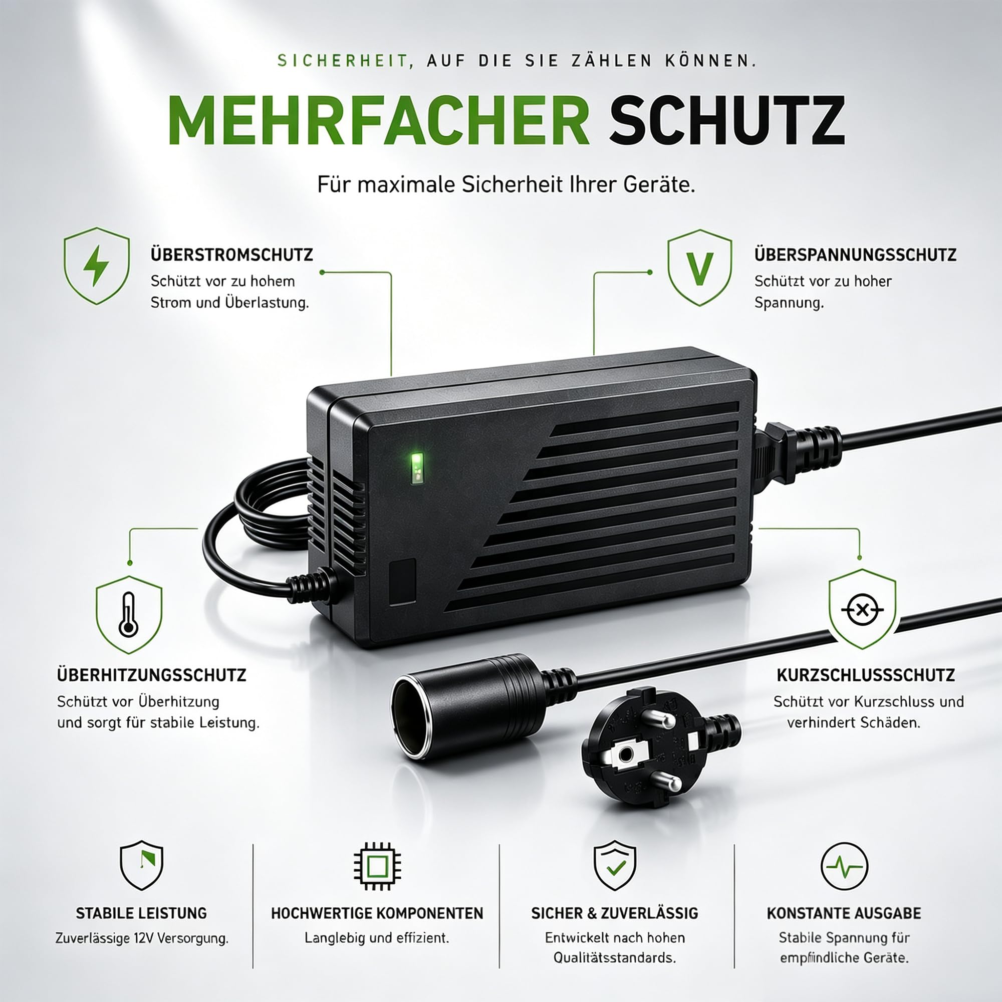 RGBer® | Convertisseur Transformateur 220V 12V | 15A 180 W | Adaptateur Secteur pour Allume-Cigare, Prise Allume-Cigare