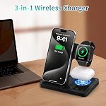 3 in 1 Wireless Charger for iPhone 17/16/15/14/13/12/11/X/8/Air/Pro, Wireless Charging Station for Apple Watch Series Ultra1/2/S10-2/SE,Charging Station for Apple Devices for Air-Pods 4/3/2/Pro