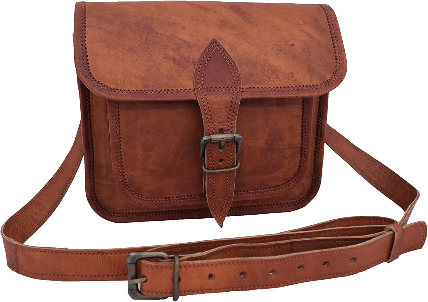 9 Inch Mini Vintage Leather Crossbody Sling Bag Teen Boys Girls Satchel Handbag Messenger Bags