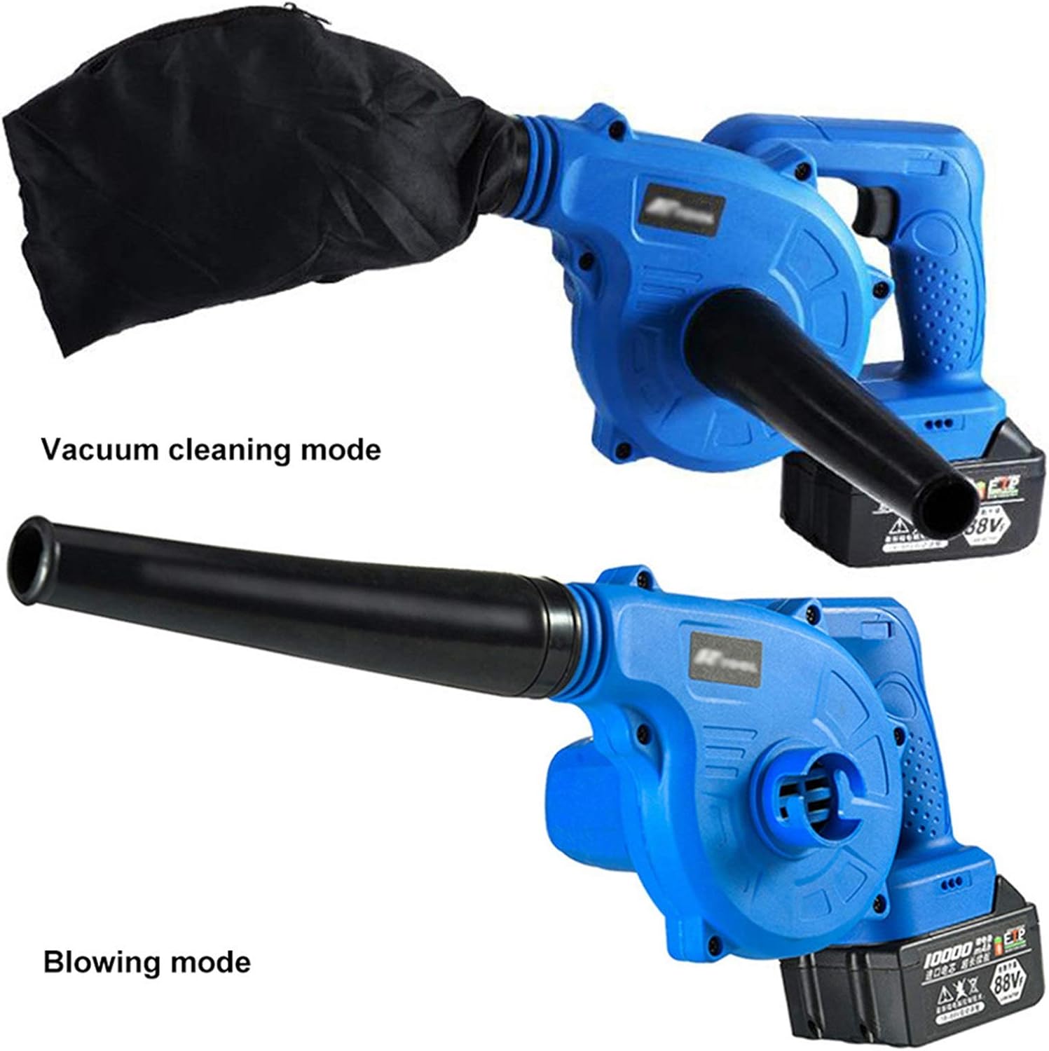 Convenient Cordless Leaf Blower 2-in-1 Garden Blower and Vacuum Cleaner with 1L Collection Bag (Size : 2Battery) ()