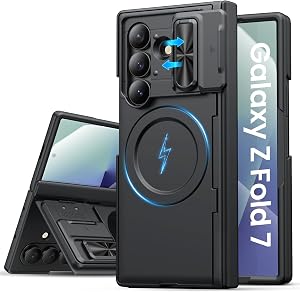 ASAFCASE for Samsung Galaxy Z Fold 7 Case with Stand, Camera Cover, Black