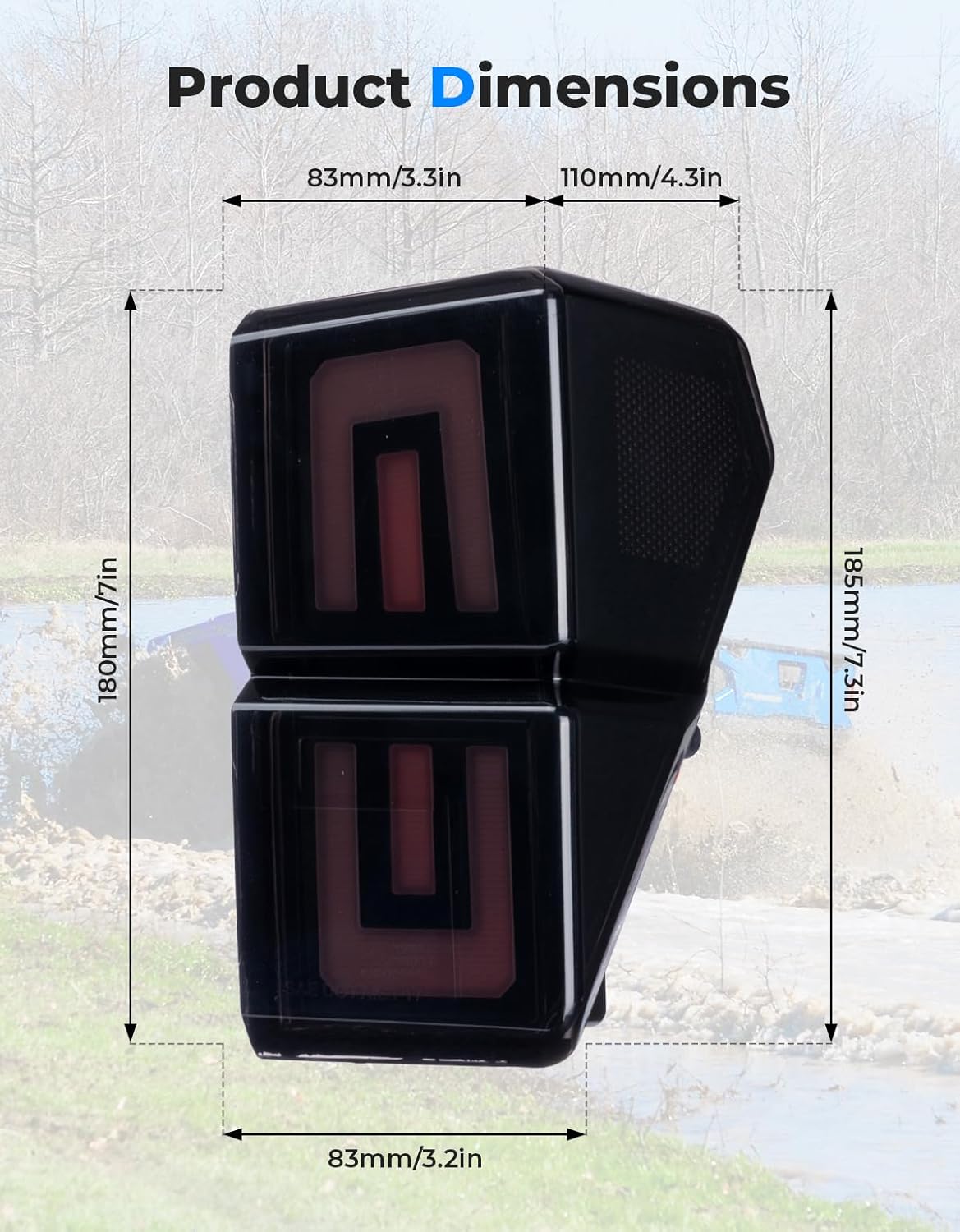 KEMIMOTO 2 PCS Upgraded Tail Lights Compatible with Polaris Ranger 1000 XP/Crew 2018-2025 2026, Brake Flashing Water Resistant LED Light, 1000 XP Accessories Replace #2413766