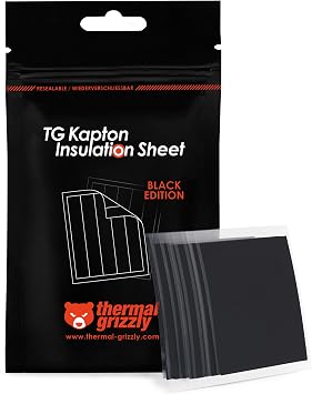 Thermal Grizzly TG Kapton Insulation Sheet Black Edition 50 Polyimide Insulation Strips 10x60mm, 30m Thick, High-Temperature Electrically Insulating Tape for CPU & GPU Liquid Metal Tim