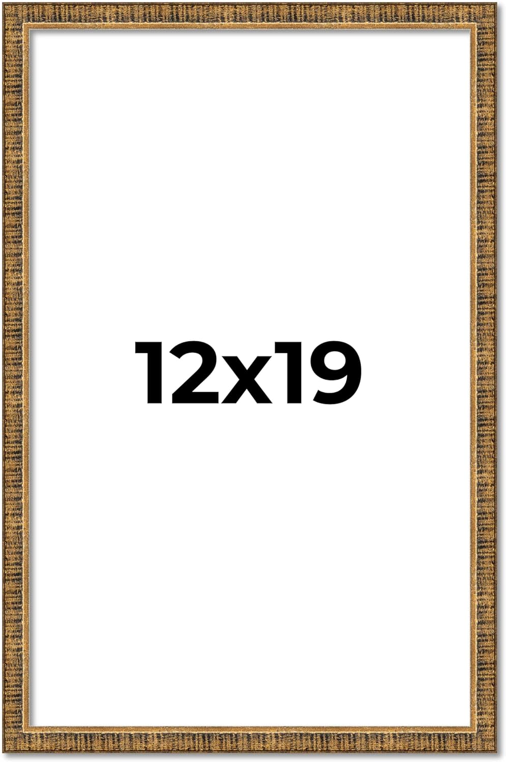 12x19 Frame Gold Kingsley Distressed Solid Wood Picture Frame Width 0.75 Inches | Interior Frame Depth 0.5 Inches | Kingsley Frame with UV Acrylic, Foam Board Backing & Hanging Hardware