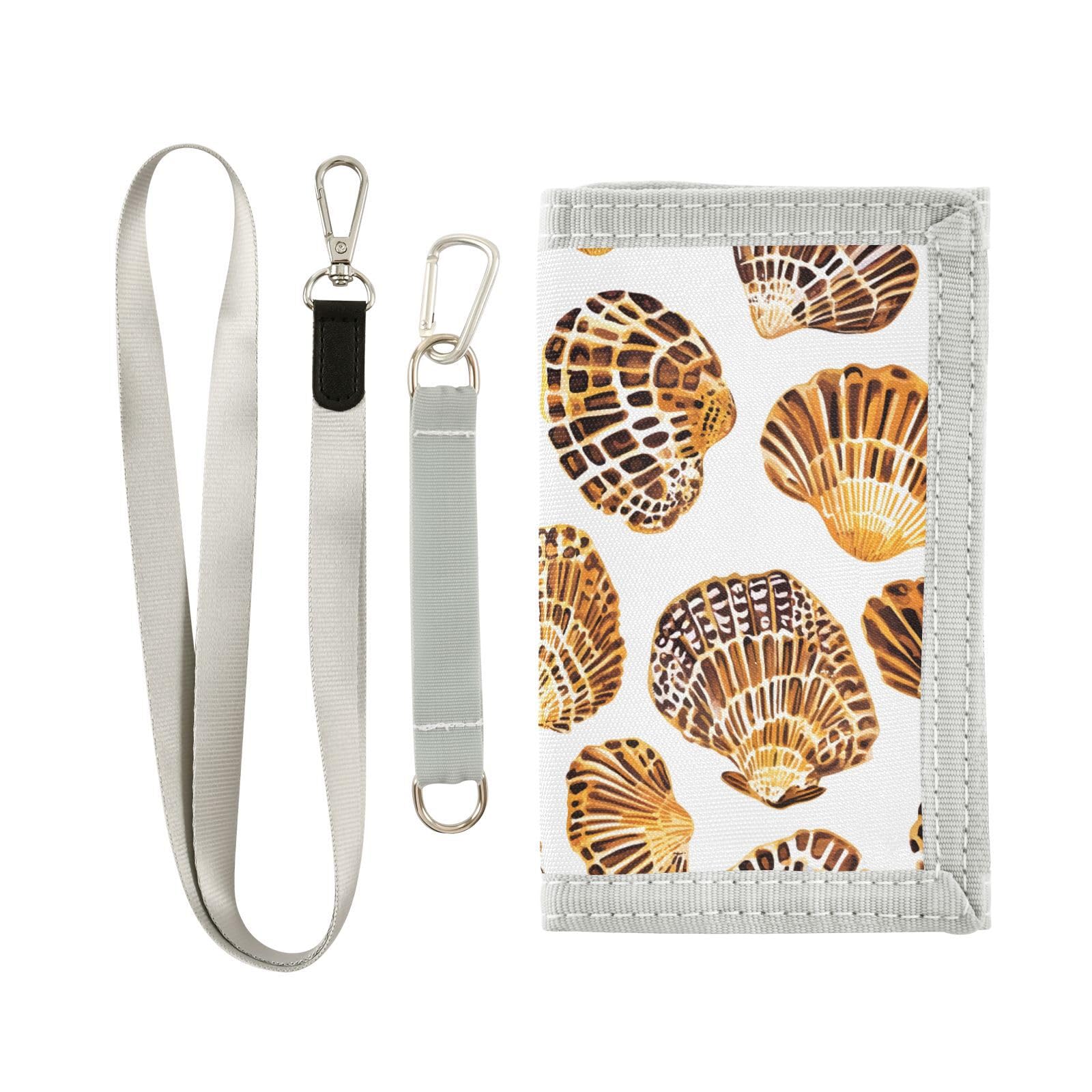 zyrtty Kids Wallets for Boys Girls Ages 4-18 Trifold, Leopard Print Seashells Summer Wallet with Zippered Coin Pocket and Card Holders, Novelty Wallet for Childrens Birthday Gifts