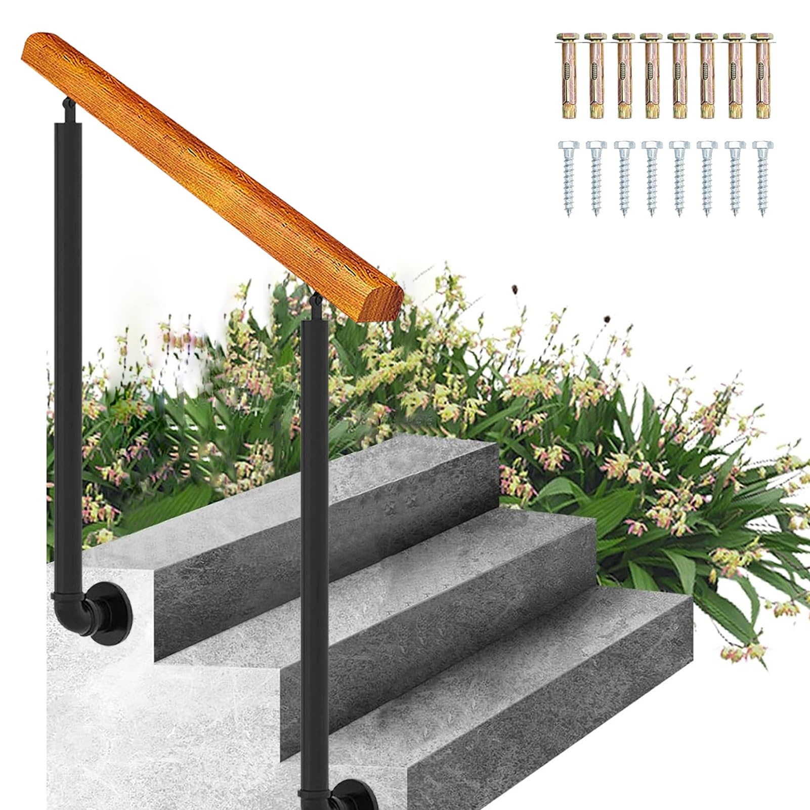 Rampe d'escalier extérieure sécurisée contre les chutes de 2 à 4 marches