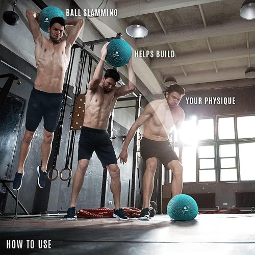 Miniatura 68 de Yes4All Slam Balls, 10-40lb Weighted Ball Weight, Durable PVC Sand Filled Workout Dynamic Slam Ball for Core Strengthen Dinámico,Negro -,Azul,Bestia