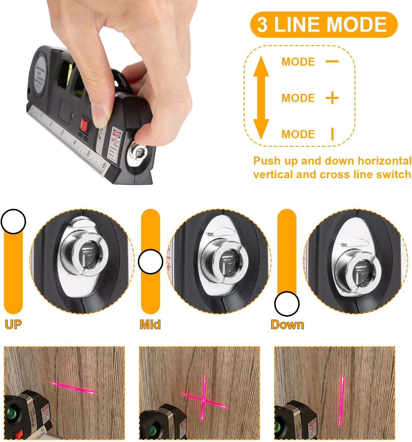 QPEUIM Laser Level Tool, Multipurpose Laser Level Kit Standard Cross Line Laser level Laser Line leveler Beam Tool with Metric Rulers