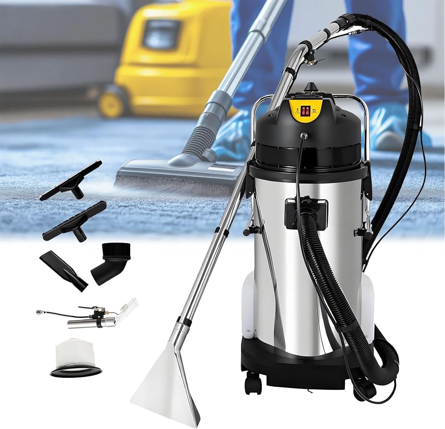 Commercial Carpet Cleaner, 3 in 1 Multi-Purpose Floor Cleaning Machine Vacuum Cleaner, Wet Dry Vacuum & Upholstery Extractor for Curtain Sofa Carpet Cleaning Machine.(40L)