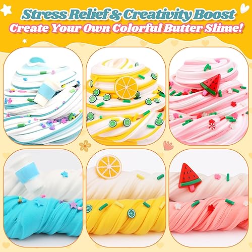 Miniatura 2 de Kit de slime de mantequilla con dijes de sandía, café con leche y limón, cosas geniales de preparación, bonitos juguetes para aliviar el estrés e
