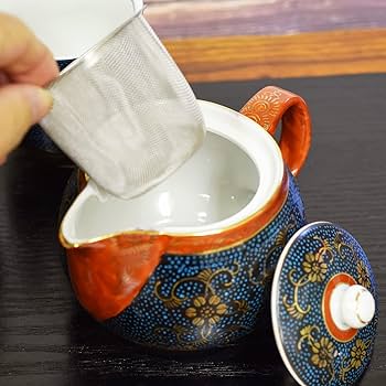 九谷焼 九谷陶和 青粒鉄仙 急須と湯呑みのセット