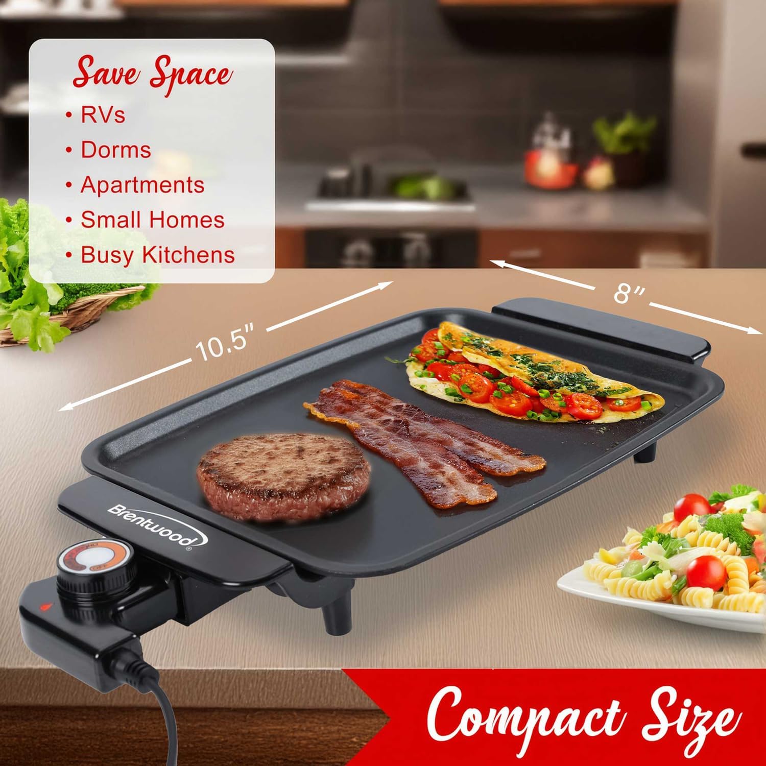 Brentwood 12" x 10" 1,200-Watt Electric Griddle with Ceramic Non-Stick Coating
