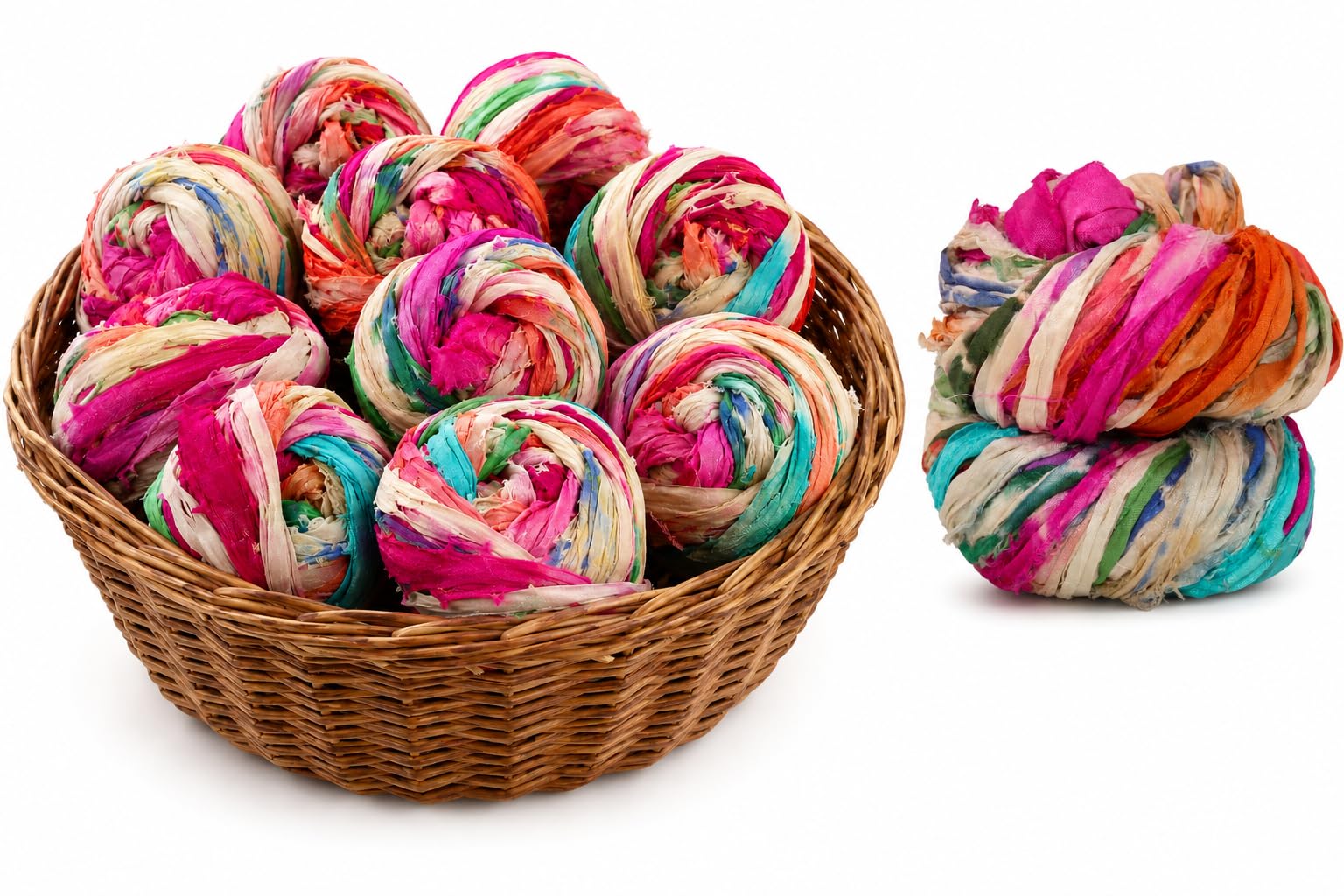 KnitSilk Filato di seta Shibori Sari riciclata – Super Bulky, 50 g ciascuno, circa 30 metri per gomitolo, confezione da 10, fibra tessile per uncinetto, maglia, tessitura, ricamo, gioielli e progetti