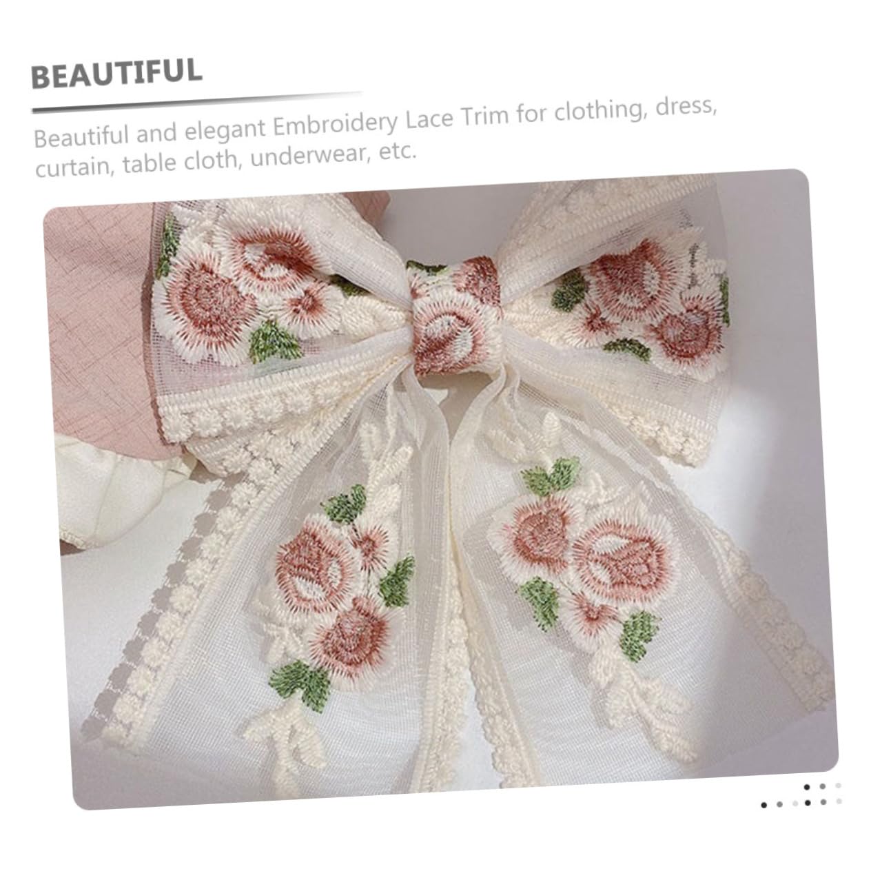 STOBOK 5rollos Cinta De Encaje Bordado Rosa Para Materiales De Accesorios Para Cabello y Tocados Metros De Encaje Decorativo Para Bodas y Manualidades