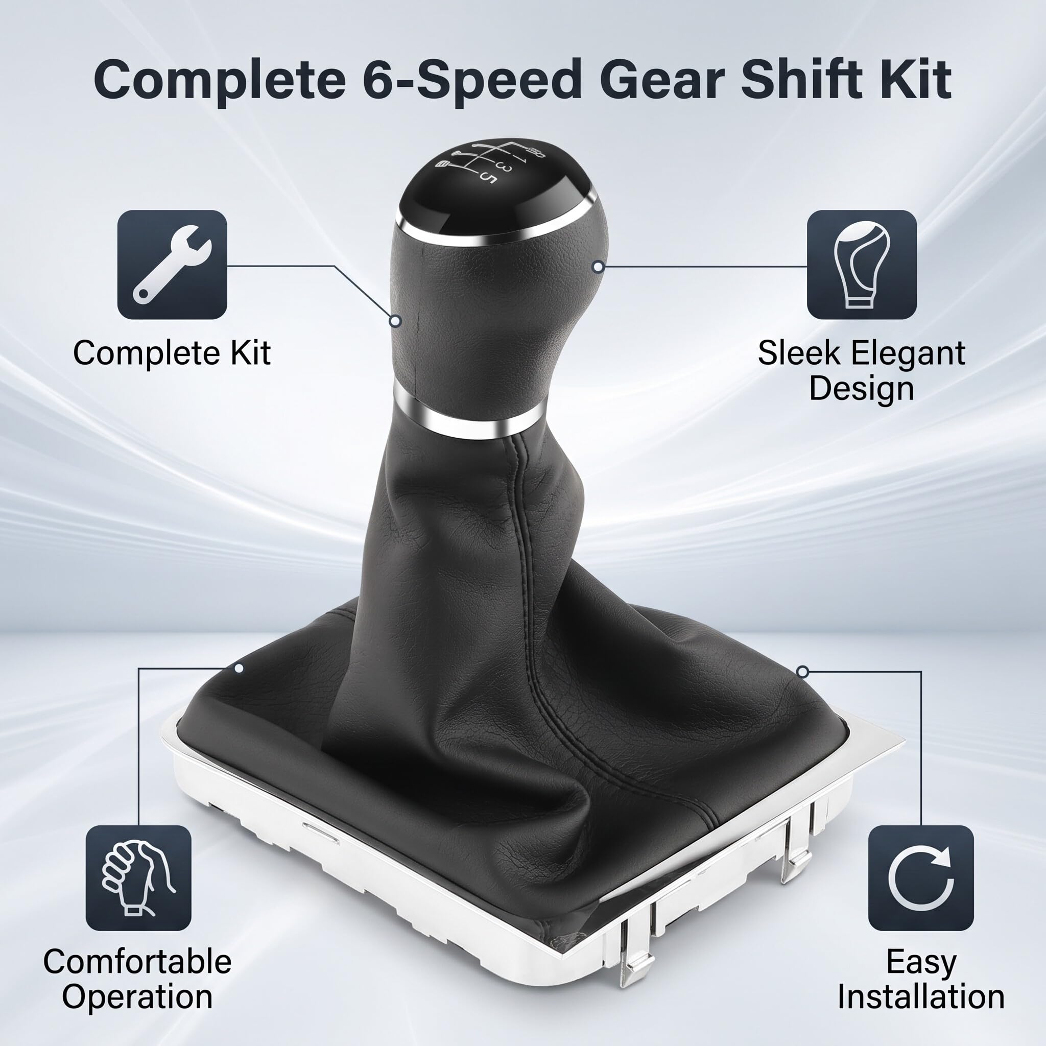 Aramox Stuptuty Gałka Zmiany Biegów 6-biegowa do Samochodu kompatybilna z B7 2011-2012, Stick Boot Frame Kit