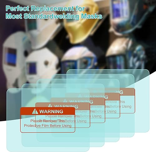 Miniatura 10 de NDUUN Paquete de 10 lentes protectoras de soldadura para pantalla de visión grande, lente de repuesto exterior de 5.43 x 4.8 pulgadas (5.433 x