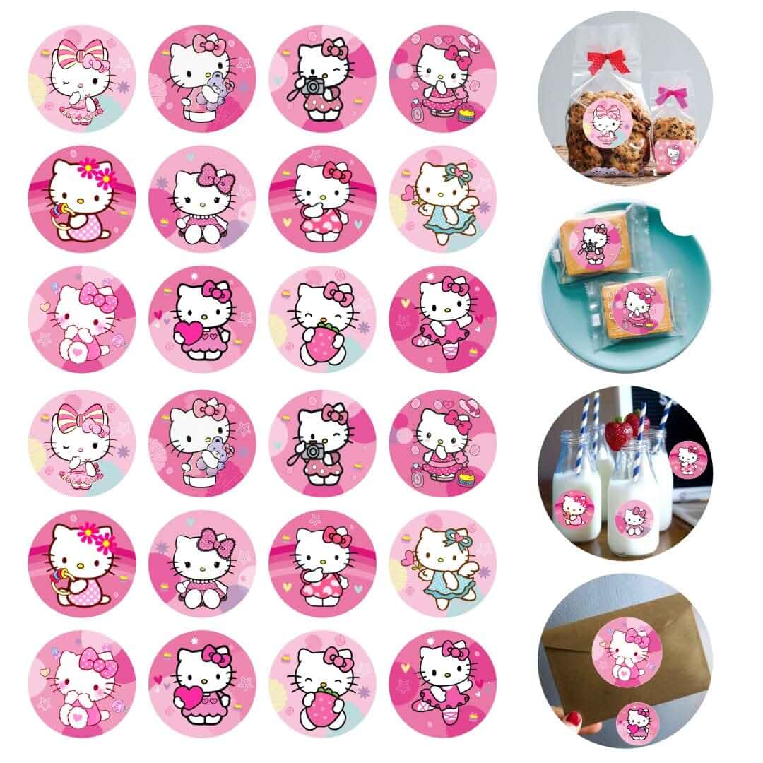 120pcs Pink Cats Stickers for Kids Birthday Party Supplies for Cats Birthday Decorations -10 Sheets Birthday