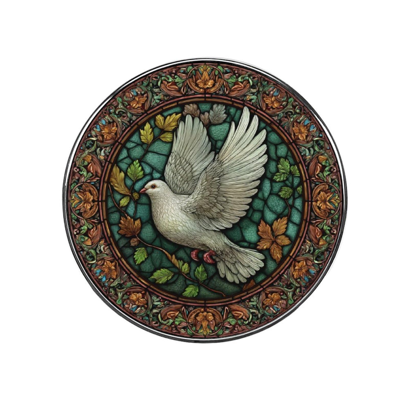 Stained Glass Style A White Dove Fridge Magnets DIY Art Round Magnetic Refrigerator Sticker for Home Kitchen Car Garage Decor