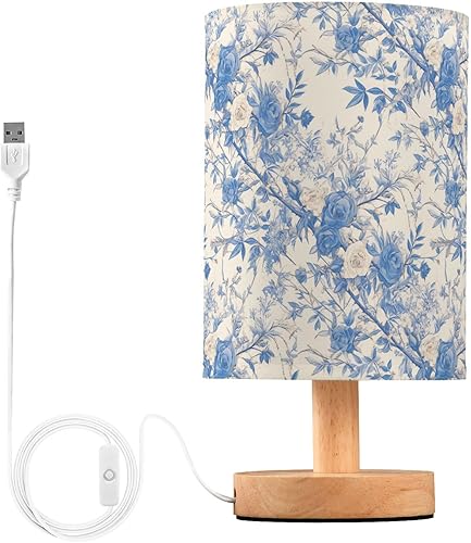 Vintage Retro Blue White Roses Small Lamps Toilet Night Light for Nursery Lamps for Small Spaces Cute lampara de cuarto