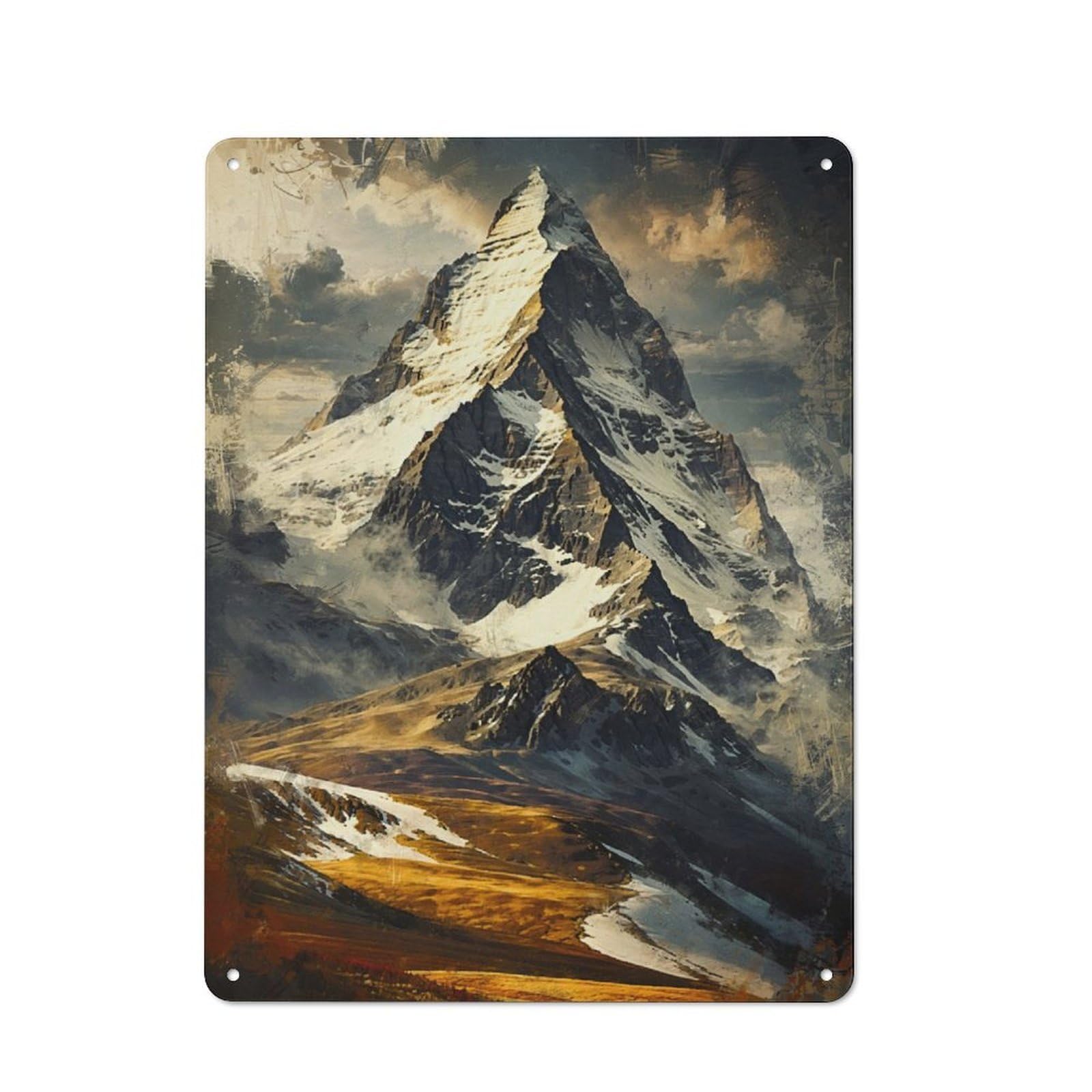 Junmoney Majestic Mountain Printed Metal Sign 40X30cm For Kitchen Or Home Bar, Housewarming Present For People Styling Kitchen And Home Bar