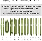 Guclud 4-inch Ensemble d'aiguilles de tricot circulaire interchangeables US 2,5-15 (3,0-10 mm) Exclusivité 13 Paires d'aiguilles circulaires métalliques 4 Câbles (16", 24", 32", et 40"), Accessoires & Affaire (verte)