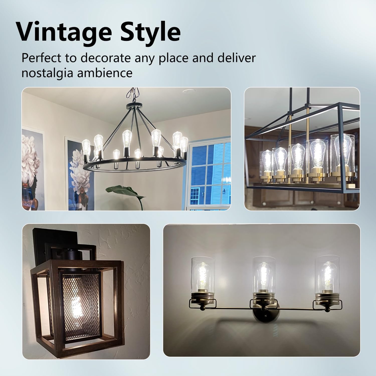 Vintage 6W ST58 LED Edison Light Bulbs 60W Equivalent, 600Lumens, 4000K Soft White, 6 Pack,Dimmable, E26 Base LED Filament Bulbs, CRI 80+, Antique Glass Style for Home, Bedroom, Office, Dining Room
