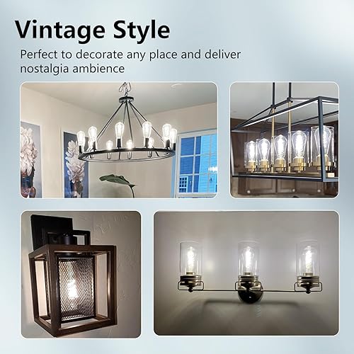 Miniatura 9 de ST58 (ST19) Bombilla LED Edison vintage, luz blanca diurna 4000 K, bombilla de filamento LED en espiral flexible antiguo, 600 lm regulable, 6 W