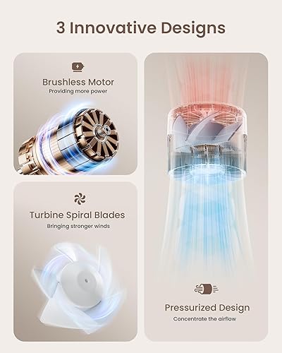 Miniatura 3 de Mini ventilador turbo portátil de mano, 4 velocidades personales de alta velocidad tiempo máximo de enfriamiento de 16 horas, bolso recargable