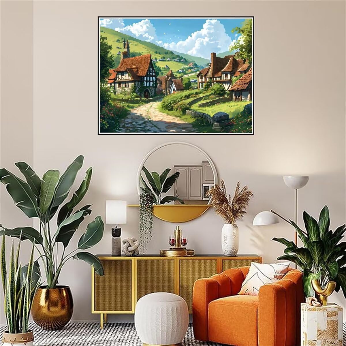 Dipingere con i Numeri Villaggio Yacht Yacht Quadri da Dipingere Numerati, Paint by Numbers Adulti, Colorare con i Numeri Kit Pittura Bambini con Pennelli Pigmento Acrilico Pittura 110x80cm s-6705