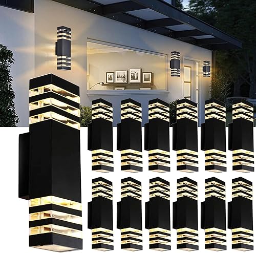 TUORD Paquete de 12 luces LED de pared para exteriores de 15 pulgadas, 4000 K, luz blanca de pared para exteriores, 18 W, cuerpo de aluminio, disponible en Yaxa Colombia