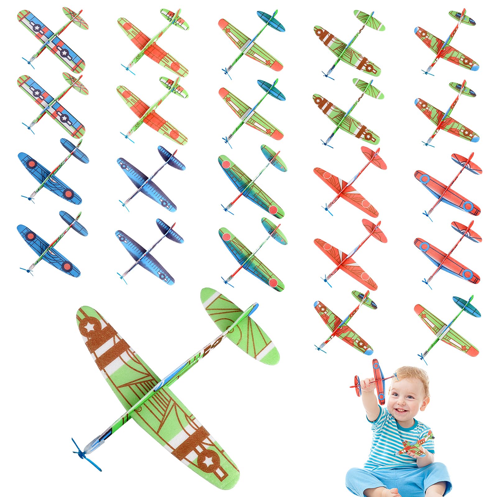 12 Avions En Polystyrène à Assembler - Jouets D'extérieur Pour Enfants | Planeurs Légers Avec Hélices