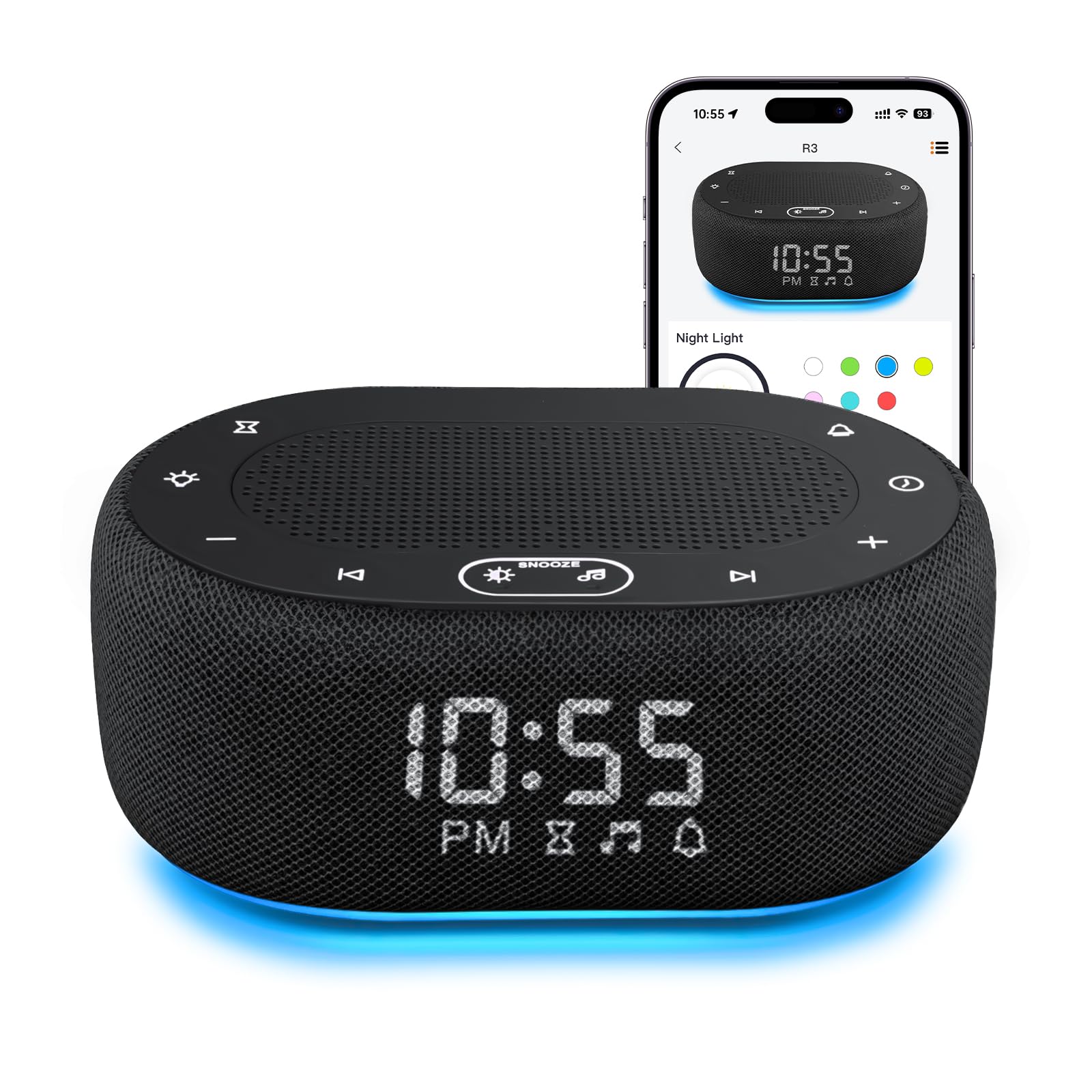 Photo 1 of 1Mii White Noise Sound Machine with Alarm Clock, Sound Machine for Sleep for Adults Baby, 30 Soothing Sounds, Smart App Controlled, Dimmable 7-Color Night Light, Sleeping Timer, 30 Volume Levels