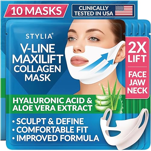 Miniatura 12 de Stylia MaxiLift V-Line - Máscara facial de colágeno con elevación - Reductor avanzado de doble barbilla - Moldeador de mandíbula - Mascarilla