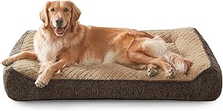 JOEJOY Orthopädisches Hundebett Grosse Hunde, Ergonomisches Hundebett Waschbar Abnehmbar, Hundesofa rutschfest mit Erhöhtem Rand, Hundekorb Weiches Schneeflocken-Fleece, 107x76x24cm