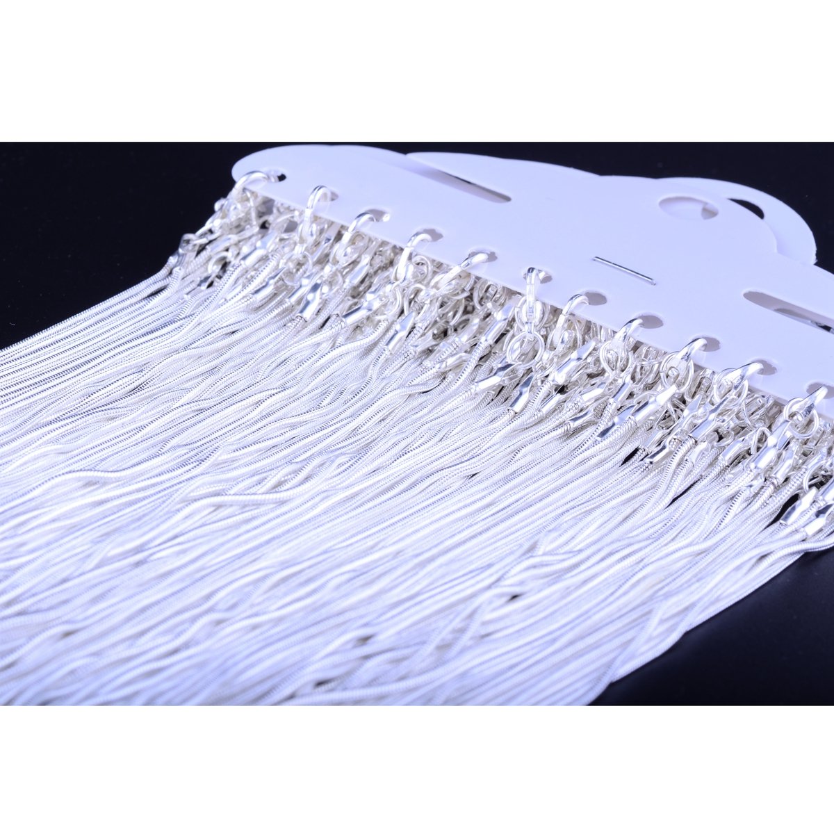 Naszyjnik z łańcuszkiem wężowym, biały, rozjaśniający, 24 szt., posrebrzany 925, 1,2 mm, DIY, błyszczące ogniwo z karabińczykami, do produkcji biżuterii