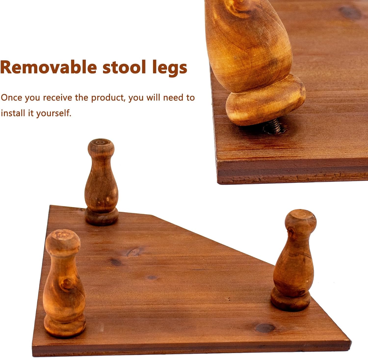 Wood Corner Counter Shelf Framehouse Decorative Tray Stand for Kitchen Bathroom Riser Organizer Coffee Bar Display Shelf with Detachable Legs (Darkbrown)