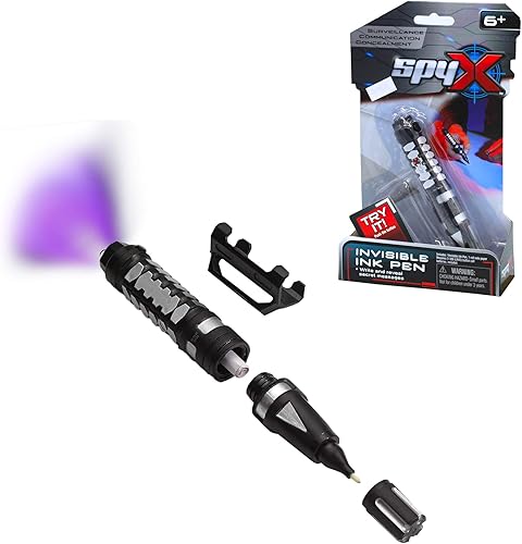 SpyX Bolígrafo de tinta invisible escribe y lee mensajes invisibles con este divertido juguete espía. El complemento perfecto para tu colección de
