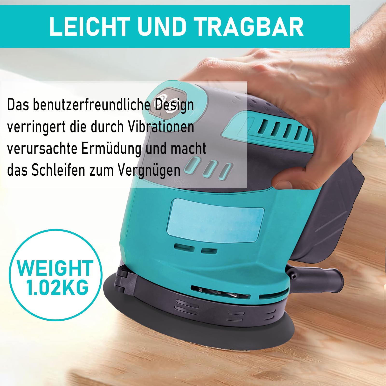Lijadora excéntrica con batería de 125 mm, repuesto para Makita DBO180Z, lijadora eléctrica inalámbrica con 3 niveles de potencia, para carpintería, trabajo de metal, 2 baterías de 3000 mAh y cargador