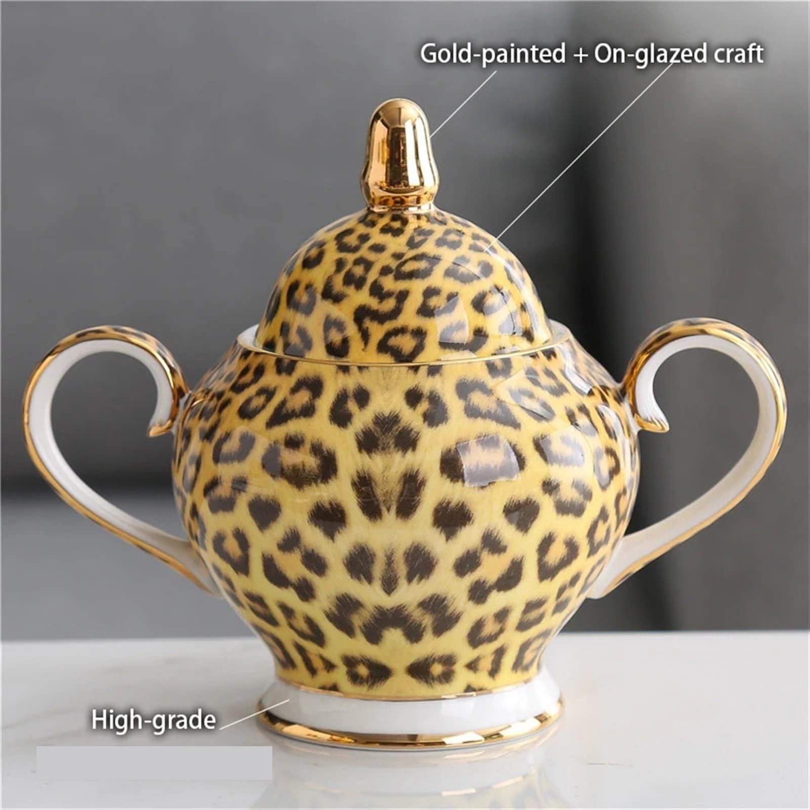 Leopard Print Kaffee Set Luxus Porzellan Tee Set Topf Tasse Keramik Becher Zucker Schüssel Creamer Teekanne Drink Coffeeware